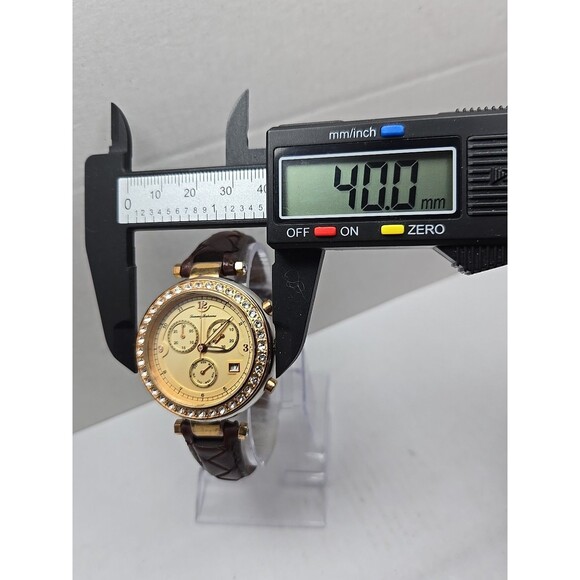 Tommy Bahama Womens Swiss Quartz Crystal Bezel Brown Leather Watch New Battery - Picture 5 of 13